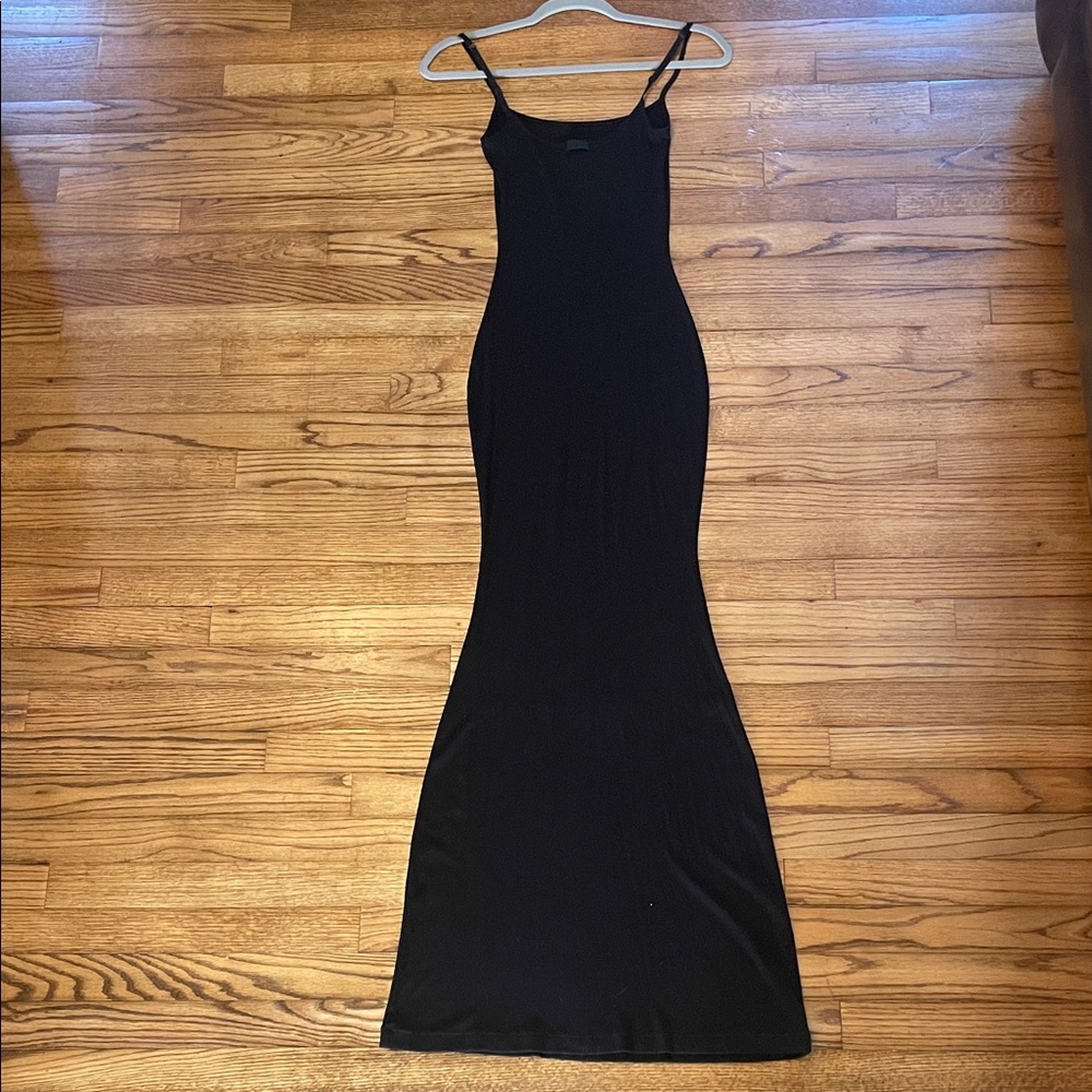 SKIMS Ribbed Black Maxi Slip Dress with Adjustable Thin Straps SzM - Picture 5 of 8